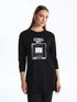 LC Waikiki Crew Neck Printed Long Sleeve Women's Sweatshirt Tunic